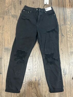 Glassons Black Distressed High Rise Mom  Women’s Jeans